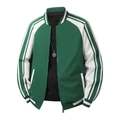 Veste baseball décontractée pour homme en vert foncé avec des manches blanches contrastées - M / Vert