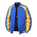 Veste collège homme bicolore bleu et jaune avec finitions rayées et fermeture éclair - M / Bleu Royal