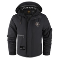 Giacca invernale da uomo imbottita con cappuccio grigio scuro con tasche cargo - XXS / grigio scuro