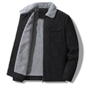 Detalle de la textura de chaqueta de pana negra y forro grueso de lana de cordero gris - M / Negro