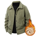 Chaqueta de pana verde oliva para hombre con forro polar grueso y cuello clásico de solapa - M / Tops / Verde Militar