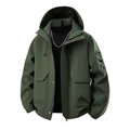 Men's dark green hooded outdoor cargo jacket with windproof fabric and tactical pockets - S / Olive Green