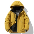 Parka impermeabile giallo zenzero da uomo con fodera geometrica e tasche multifunzione - S / Giallo