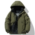Giacca a vento con cappuccio verde militare, impermeabile e antivento per outdoor - S / Verde