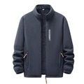 Giacca da uomo in pile termico blu scuro con collo alto e chiusura lampo per l'autunno - XL / Grigio