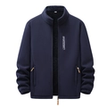 Giacca in pile blu scuro da uomo con collo alto, zip intera e fodera calda - XL / Blu scuro