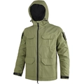 Army green hooded tactical jacket with four large utility pockets and adjustable cuffs - S / Army Green