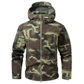 Men's 3-in-1 camouflage tactical jacket with waterproof shell and warm fleece hood - S / Woodland Camouflage