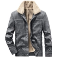 Dicke Winterjacke aus Wildleder für Herren mit warmem Fleecefutter und Utility-Design - 3XL / Grau