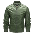 Detail of army green bomber jacket featuring a utility arm pocket and ribbed collar - S / Army Green