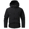 Men's 3-in-1 waterproof camouflage tactical jacket with hood and multi-pocket system - S / Black