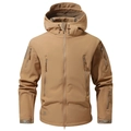 Men's 3-in-1 tactical softshell jacket in khaki with fleece lining and hood - S / Khaki