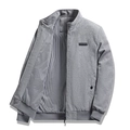 Chaqueta de invierno de pana gris para hombre con cuello alto y forro suave - M / Gris