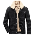 Dettaglio della giacca scamosciata nera con cuciture a contrasto e colletto in ecopelliccia - 3XL / Stile 3287 Nero