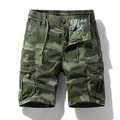 Men's camouflage cargo shorts with elastic drawstring waist and large side pockets - 28 / Bottoms / Army Green Camo
