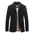 Chaqueta de traje casual para hombre en algodón negro con forro interior estampado - M / Negro