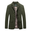 Chaqueta americana casual para hombre verde militar en algodón con forro de estampado retro - 3XL / Verde Militar