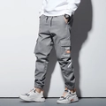 Pantalon cargo gris pour homme avec poches latérales et imprimé graphique blanc - M / Gris