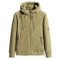Olivgrüner Herren-Fleece-Hoodie mit Reißverschluss, dickem Sherpa-Futter und Kordelzug - S / Ingwergelb