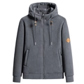 Dunkelgraue Fleecejacke für Herren mit warmem Teddyfutter und durchgehendem Reißverschluss - S / Grau