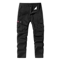 Classic black cargo pants for men featuring multi-pocket design and straight leg fit - EU 30 / Black