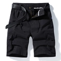 Pantalones cortos cargo para hombre en sarga de algodón negro con múltiples bolsillos - EU 29 / Negro