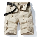 Pantalones cortos cargo caqui para hombre con bolsillos tácticos y cinturón de lona - EU 29 / Blanco Roto
