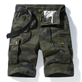 Pantaloncini cargo mimetici da uomo con vita elastica a coulisse e tasche laterali - EU 29 / Verde Militare