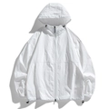 Lightweight white hooded windbreaker jacket with adjustable drawstring for outdoor wear - 4XL / White