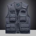 Gilet tactique gris foncé multi-poches avec doublure en mesh pour la photographie outdoor - M / Gris foncé
