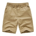Pantalones cortos cargo caqui para hombre de algodón con cintura elástica en fondo blanco - M / Caqui