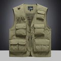 Multi-pocket tactical vest in army green for outdoor fishing and photography activities - M / Khaki