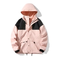 Pink and black contrast hooded outdoor windbreaker jacket with waterproof fabric - XS / Coral Pink