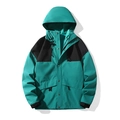 Waterproof outdoor jacket in green and black contrast design with adjustable hood - XS / Forest Green