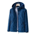 Dark blue hooded windbreaker with tropical leaf pattern and sports print detail - M / Male Style / Dark Blue