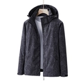 Men's hooded dark grey outdoor jacket with palm leaf prints and adjustable cuffs - M / Male Style / Dark Grey