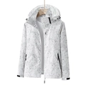 White hooded windbreaker jacket with light grey tropical leaf prints and full zipper - M / Male Style / Off-white