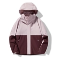 Waterproof 3-in-1 outdoor jacket with detachable fleece lining in pink and maroon - S / Women's Light Purple/Burgundy Red