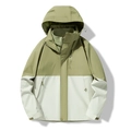 Men's 3-in-1 outdoor jacket with detachable fleece lining, olive green and beige design - S / Women's Fruit Green/Ivory White