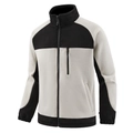 Men's outdoor fleece jacket in cream and black color block with high neck zip design - L / Light Khaki
