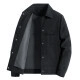 Schwarze Cordjacke für Herren mit grauem Fleece-Futter und klassischer Knopfleiste - M / Schwarz
