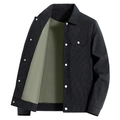 Veste décontractée pour hommes avec motif jacquard et doublure olive contrastée - M / Noir
