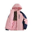 Giacca invernale impermeabile rosa e blu navy con fodera termica e cappuccio per esterni - 3XL / Donna-Rosa