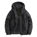 Giacca outdoor nera antivento da uomo con cappuccio e tasche funzionali con cerniera - S / Nero