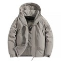 Parka con cappuccio grigio chiaro impermeabile con fodera termica e stile cargo outdoor - S / Cachi