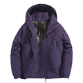 Parka con cappuccio viola scuro antivento con fodera termica e ampie tasche - S / Viola