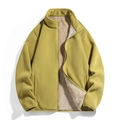 Winterjacke aus Polarfleece in Senfgelb mit Stehkragen und warmem Lammfellfutter - M (Damen) / Gelb