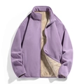 Lila Fleecejacke mit dickem beigem Futter und winddichtem Stehkragen für Winter - M (Damen) / Lila