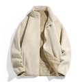 Winterjacke aus beigem Polarfleece mit dickem Thermofutter und minimalistischem Stehkragen - M (Damen) / Aprikose