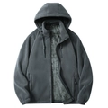 Dettaglio della felpa termica grigio scuro con fodera in pile e tasche con cerniera - Taglia M / Grigio